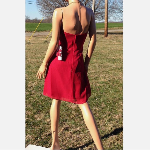 Designer Strapless Mini Formal Bridesmaid Baby Doll Party Dress RUBY RED~12~NWT - Picture 4 of 9